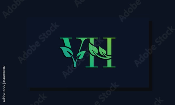 Fototapeta Minimal leaf style Initial VH logo