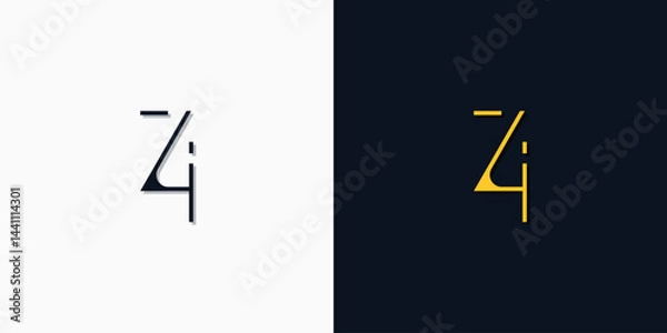 Fototapeta Minimalist abstract initial letters ZI logo.