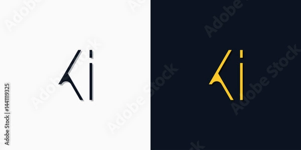 Obraz Minimalist abstract initial letters KI logo
