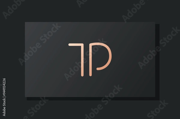 Fototapeta Abstract luxury initial letter TP logo.