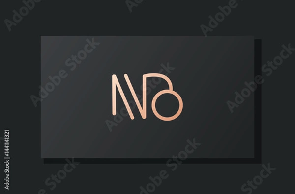 Fototapeta Abstract luxury initial letter NB logo.