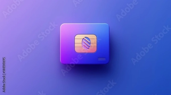 Fototapeta Colorful abstract design featuring a minimalist sim card on a gradient background