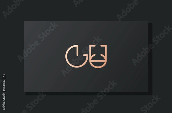 Obraz Abstract luxury initial letter GU logo.