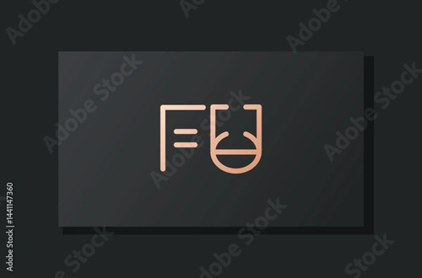 Obraz Abstract luxury initial letter FU logo.