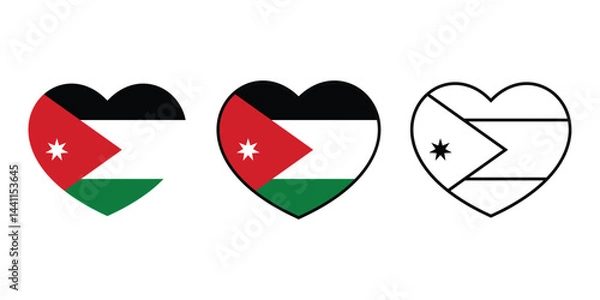 Obraz Jordan flag heart icon. Illustration vector	