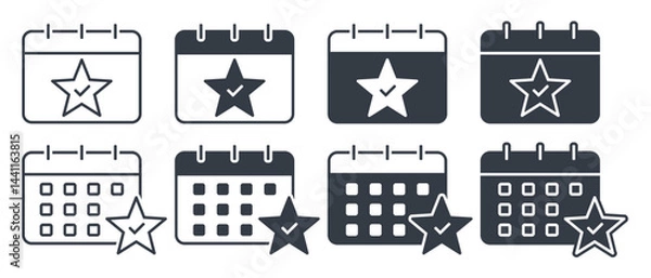 Obraz Calendar with star icon, daily bonus. Illustration vector