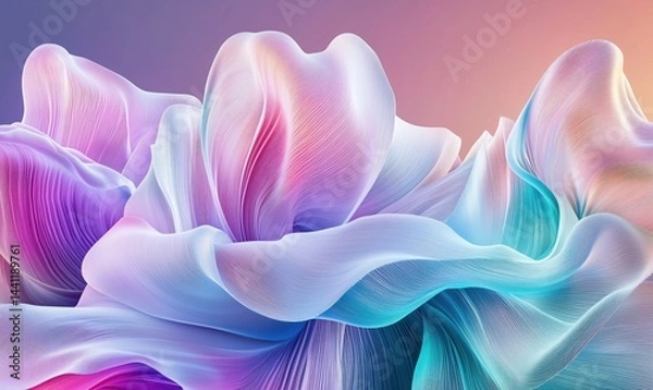 Fototapeta Colorful abstract design of flowing petals in soft hues illuminated by gentle light at dawn