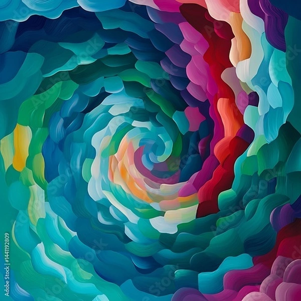 Fototapeta Colorful Swirl Painting Texture with Brush Strokes Acrylic Abstract Art Design
