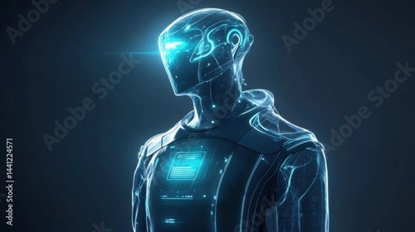 Fototapeta Futuristic wearable tech devices integrated with smart clothing, displaying real-time holographic notifications