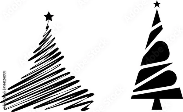 Obraz Christmas tree silhouette black illustration.

