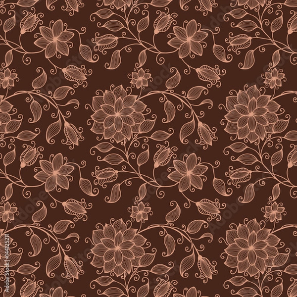 Fototapeta Vector flower seamless pattern background. Elegant texture for backgrounds. Classical luxury old fashioned floral ornament, seamless texture for wallpapers, textile, wrapping.