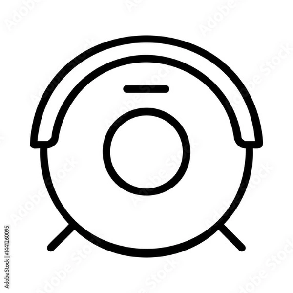 Fototapeta Minimal black line icon of a robot vacuum cleaner, representing smart home cleaning, automated floor maintenance, and modern housekeeping solutions.