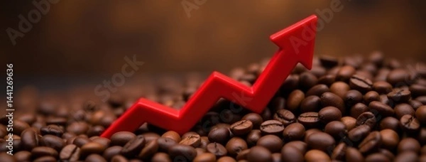 Fototapeta The Coffee Climb: An Upward Trend in Price. Perfect for illustrating the increasing cost of coffee, market fluctuations
