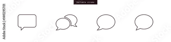 Fototapeta Set of line speech bubble icons. chat message bubble icon in outline style. Editable stroke