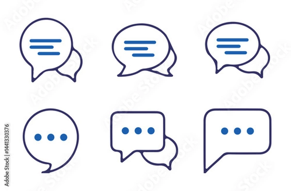 Fototapeta Set of Chat Message Bubbles Vector Icon. Communication icons. Online communication. Conversation, SMS, Notification, Vector Illustration Eps 10