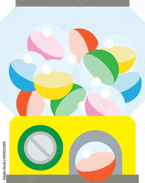 Fototapeta カラフルなカプセルがいっぱいの楽しいガチャガチャマシン　Colorful Gashapon Machine Full of Surprise Capsules
