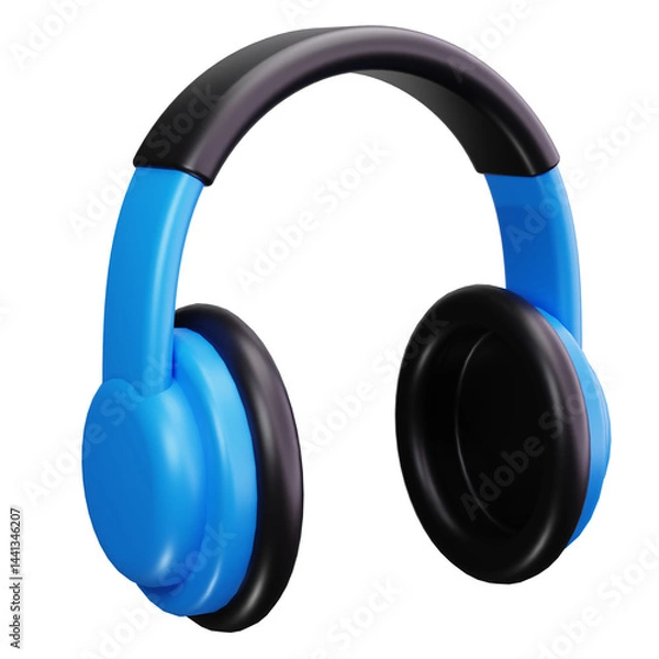 Fototapeta Melody Machine: A striking visual of a sleek, modern headphone set, rendered in vibrant colors, ready to immerse the user in a world of sound.