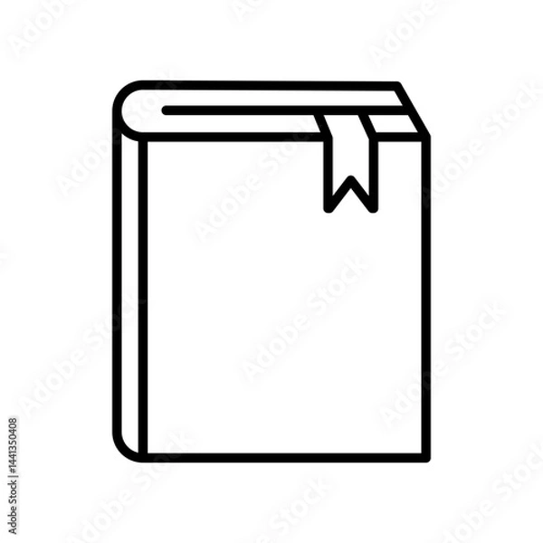 Fototapeta Book with Bookmark: An outlined illustration of a closed book with a bookmark. Perfect for adding a minimalist and modern touch to your projects.