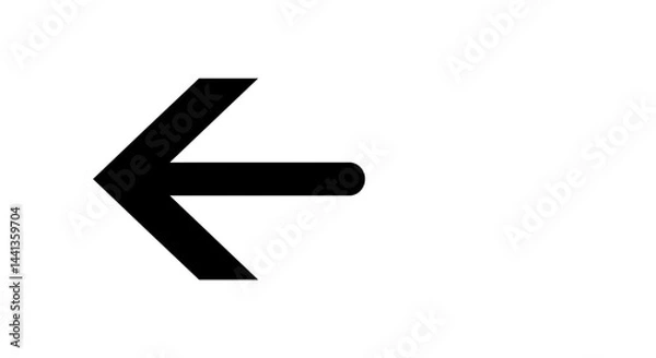 Obraz A simple left pointing arrow with a rounded end displayed against a black background plain image