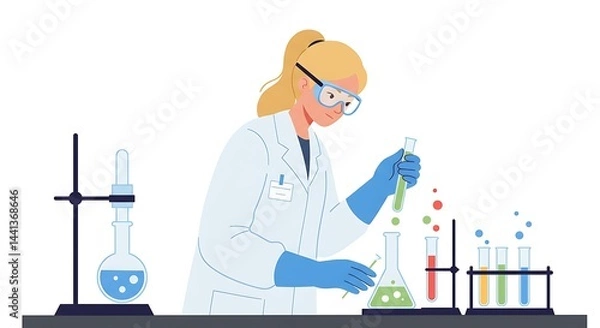 Obraz Scientist Doing Experiment with Chemical Liquid in Lab