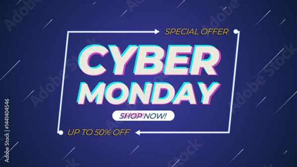 Fototapeta Glowing cyber monday editable text style effect Vector text effect with glowing