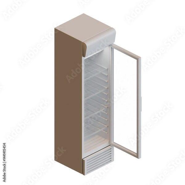 Fototapeta Large Size Showcase Display Cooler Isometric View Open Door