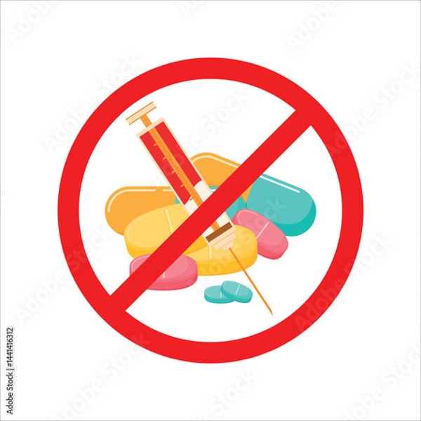 Obraz Anti drug day element decoration icon clipart vector illustration for poster and banner