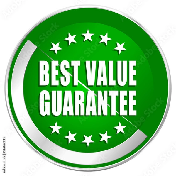 Fototapeta Best value guarantee silver metallic border green web icon for mobile apps and internet.