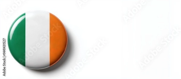 Obraz Ireland Flag abstract Circle pin symbol badge isolated on grey white studio background