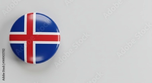 Obraz Iceland Flag abstract Circle pin symbol badge isolated on grey white studio background