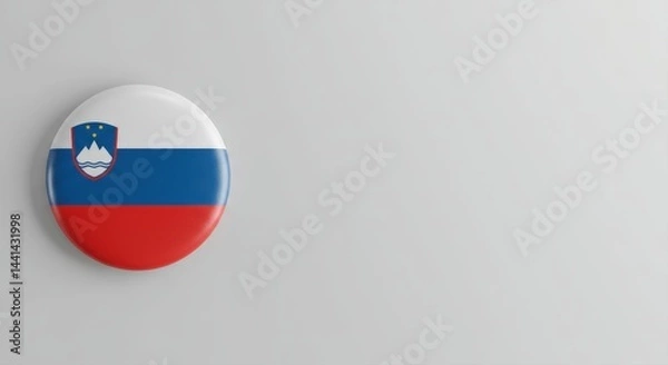 Obraz Slovenia Flag abstract Circle pin symbol badge isolated on grey white studio background