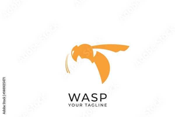 Fototapeta Wasp logo silhouette design, wasp silhouette with simple and minimalist design, flat vector illustration template