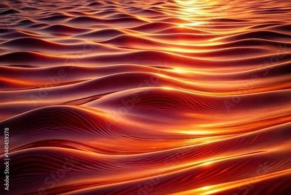 Fototapeta Golden Hour Undulations Abstract Rendering of Fluid Surface with Warm Hues and Reflective Light