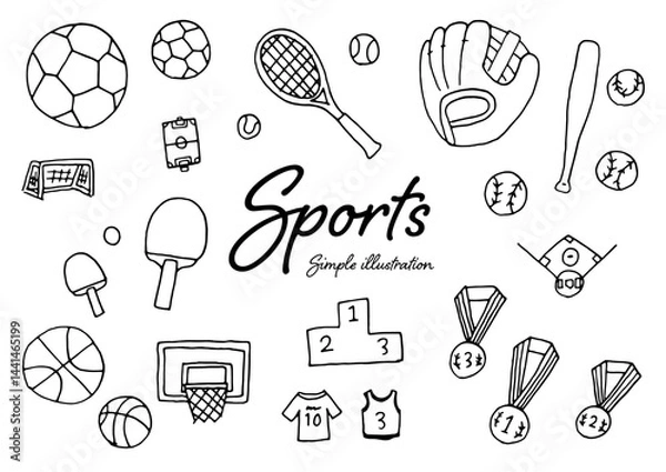 Fototapeta ペンを使った手描きのスポーツのイラスト素材