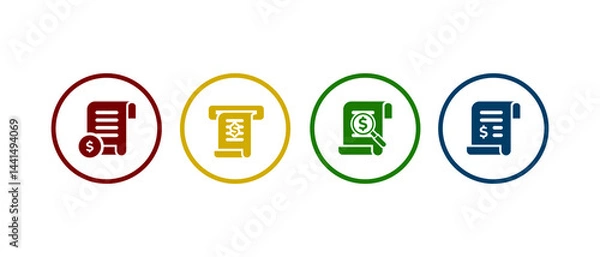 Fototapeta receipt icon vector illustration. receipt icon in different color design.