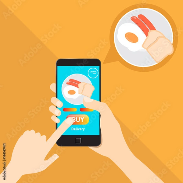 Obraz Ordering Food Online and delivery it easy