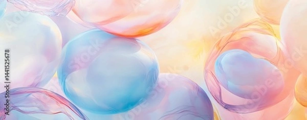 Fototapeta colorful balloons Colorful bubbles floating on a soft background.