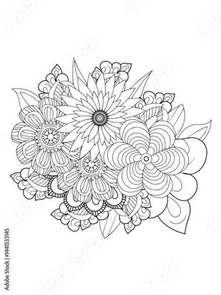 Fototapeta Mindful Coloring of Spring Blossoms for Adults