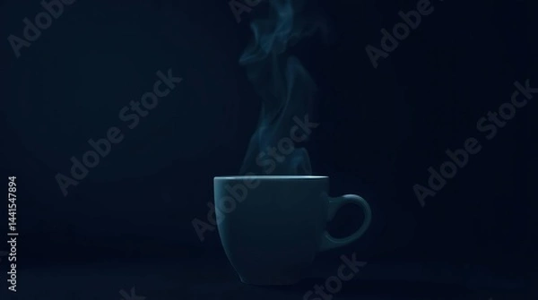 Fototapeta A captivating minimalist composition of steam rising gracefully from a warm drink in a cup against