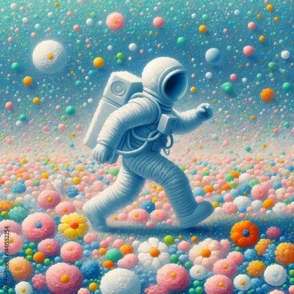 Obraz Astronaut Adventures in Space Flower Garden
