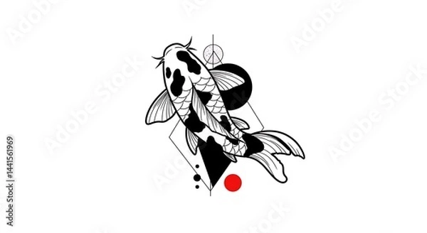 Fototapeta Abstract Black Ink Koi Tattoo Artwork
Minimalist abstract black ink koi tattoo design with flowing lines and negative space, perfect for modern tattoos and home decor