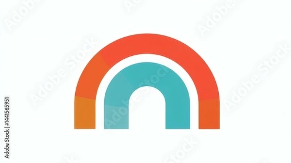 Fototapeta Rainbow Shape Design with Teal and Orange Arcs Isolated on White