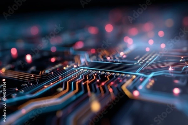 Obraz Abstract futuristic circuit board illustration, digital technology, background, cyberspace concept.
