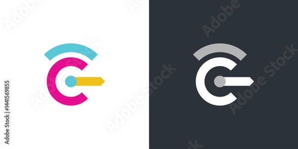 Fototapeta letter c wifi logo icon design 
