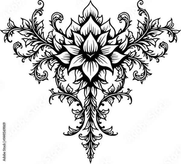 Fototapeta Tribal floral Tattoo  And Ornament Design Vector Bundle