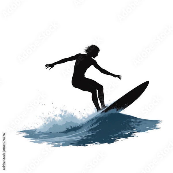 Fototapeta Surfer riding a wave, white isolated background
