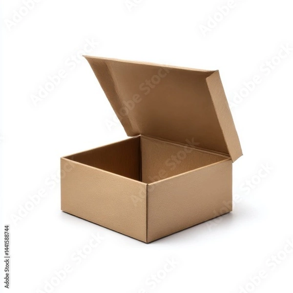 Obraz Open cardboard box angled view isolated on white background