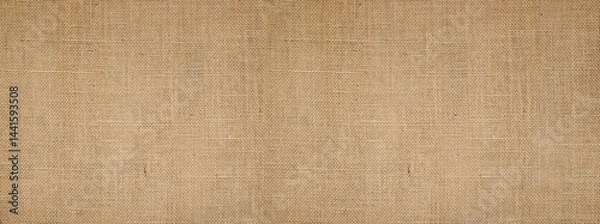 Fototapeta Cotton woven fabric background with flecks of varying colors of beige and brown. with copy space. office desk concept, Hessian sackcloth burlap woven texture background High Resolution ,panoramic	