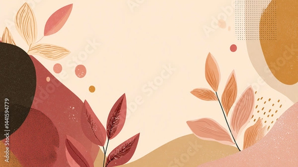 Fototapeta Trendy bohemian abstract square art templates with floral and geometric elements. For social media posts, mobile apps, banners design and web/internet ads. Fashion backgrounds. Boho style background