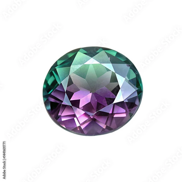 Fototapeta Side view of a color-changing alexandrite, with subtle shifts in color depending on the light angle